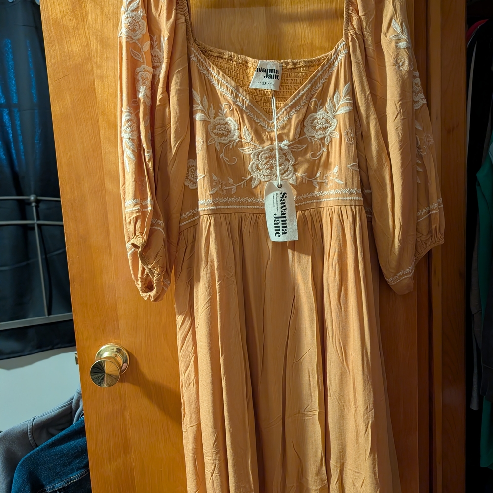 Savanna Jane Peach Long Sleeve Dress